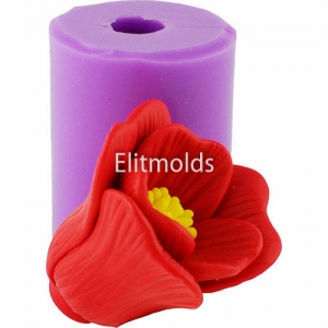 Abutilon Red Princess half-opened bud 3d silicone mold