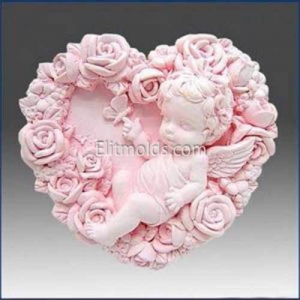 Angel with roses silicone mold
