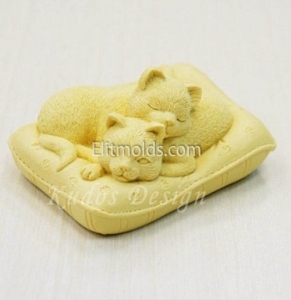 Cats on the pillow 3D silicone mold