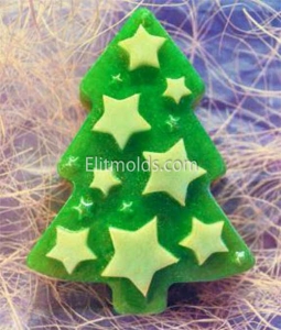 Christmas tree with stars silicone mold
