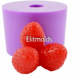 Strawberry bunch of 3 pcs 3D silicone mold