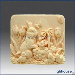 Rabbit with chickens silicone mold