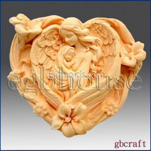 Mom with baby in angel wings silicone mold