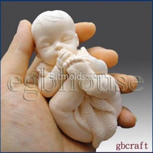 A newborn with a scarf 3D silicone mold