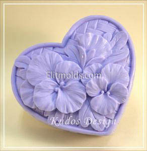 Heart with violets silicone mold