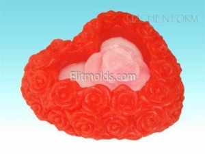 Heart with roses silicone mold
