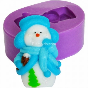 Snowman in a hat with a scarf silicone mold