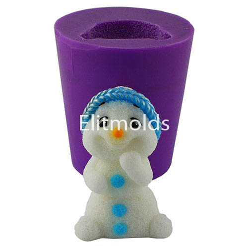 Snowman in a knitted cap 3D silicone mold