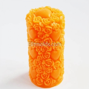 Candle in the hearts and roses 3D silicone mold