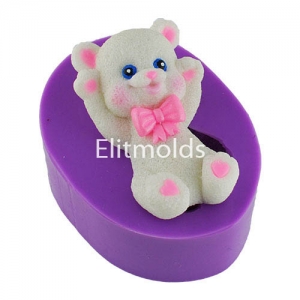 Teddy bear with bow 57 g 2D silicone mold