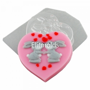 Rabbits in hearts 78 g Plastic mold