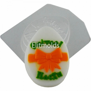 Flat egg with a bow of bright Easter 87 g Plastic mold