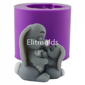 Bunny-mother and bunny-boy 3D 115 g Silicone mold