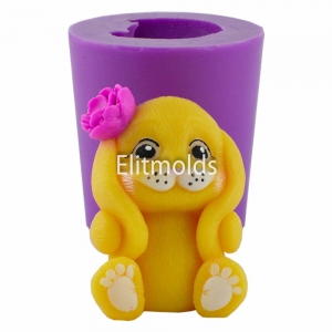 Bunny with flower 3D silicone mold
